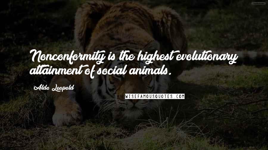 Aldo Leopold Quotes: Nonconformity is the highest evolutionary attainment of social animals.