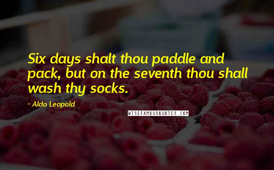 Aldo Leopold Quotes: Six days shalt thou paddle and pack, but on the seventh thou shall wash thy socks.