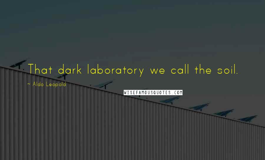 Aldo Leopold Quotes: That dark laboratory we call the soil.