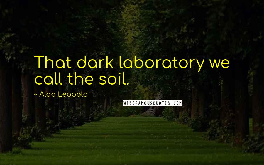 Aldo Leopold Quotes: That dark laboratory we call the soil.