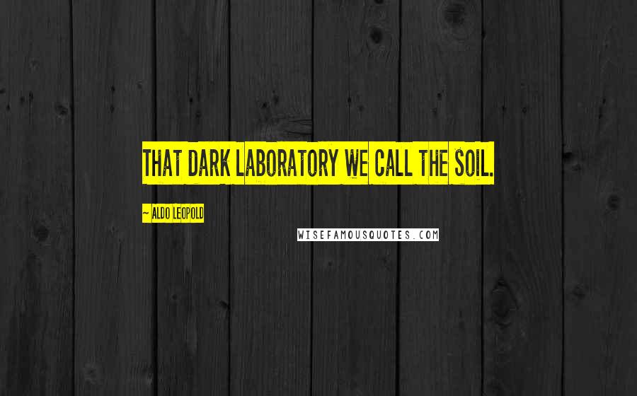 Aldo Leopold Quotes: That dark laboratory we call the soil.