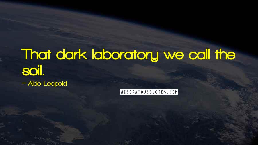 Aldo Leopold Quotes: That dark laboratory we call the soil.