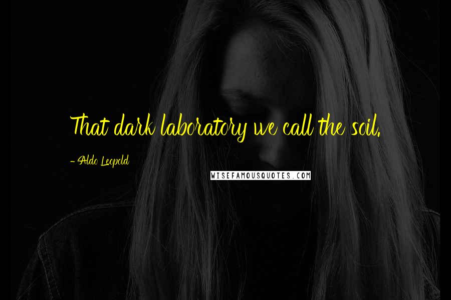 Aldo Leopold Quotes: That dark laboratory we call the soil.