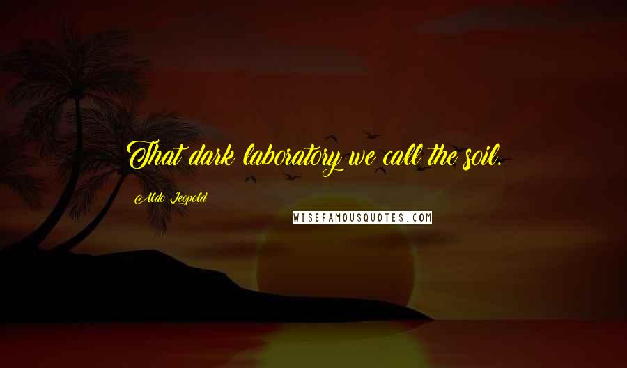 Aldo Leopold Quotes: That dark laboratory we call the soil.