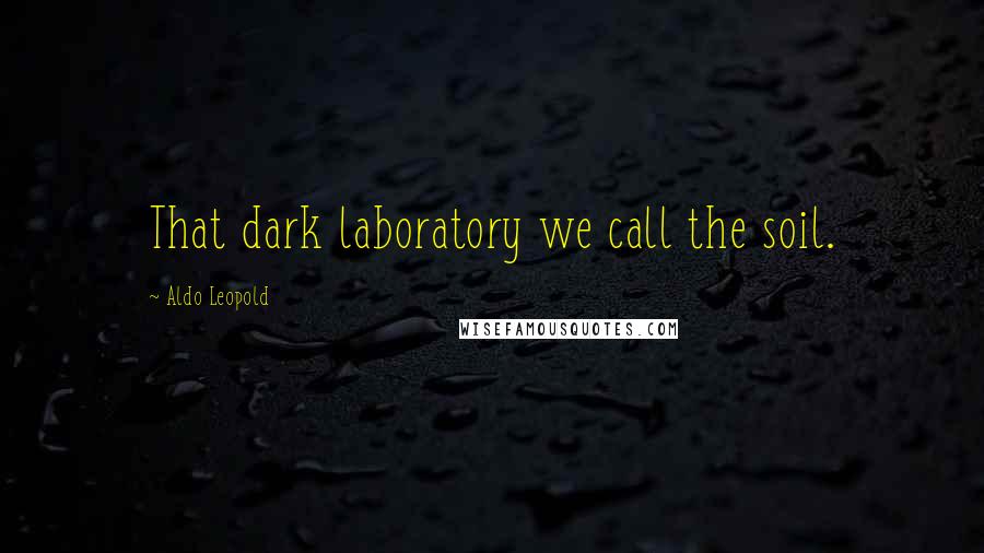 Aldo Leopold Quotes: That dark laboratory we call the soil.