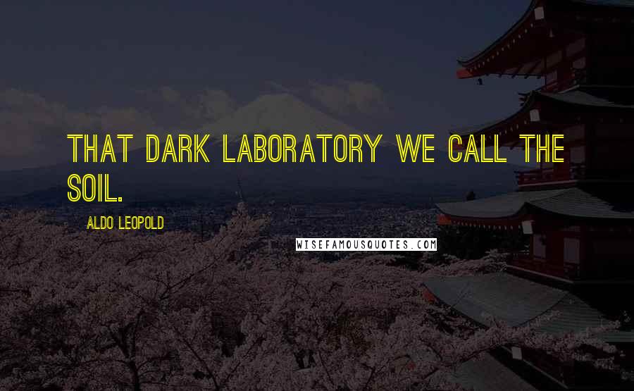 Aldo Leopold Quotes: That dark laboratory we call the soil.