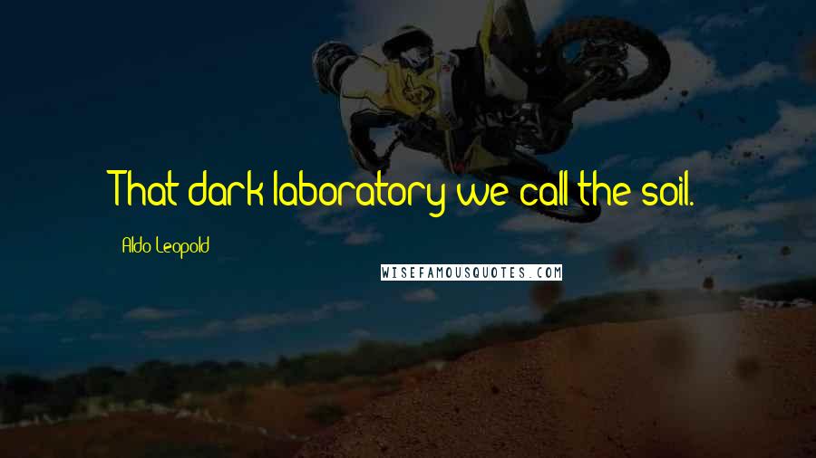 Aldo Leopold Quotes: That dark laboratory we call the soil.