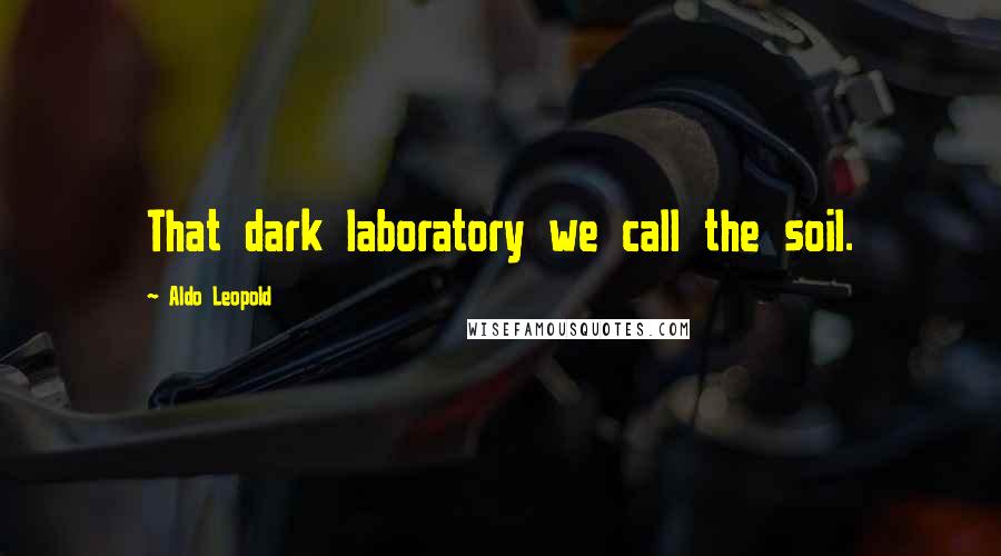 Aldo Leopold Quotes: That dark laboratory we call the soil.