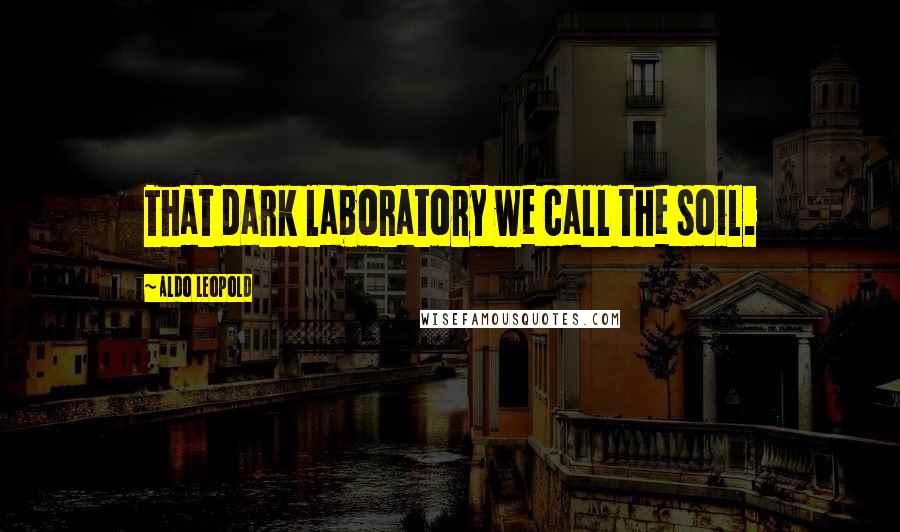 Aldo Leopold Quotes: That dark laboratory we call the soil.