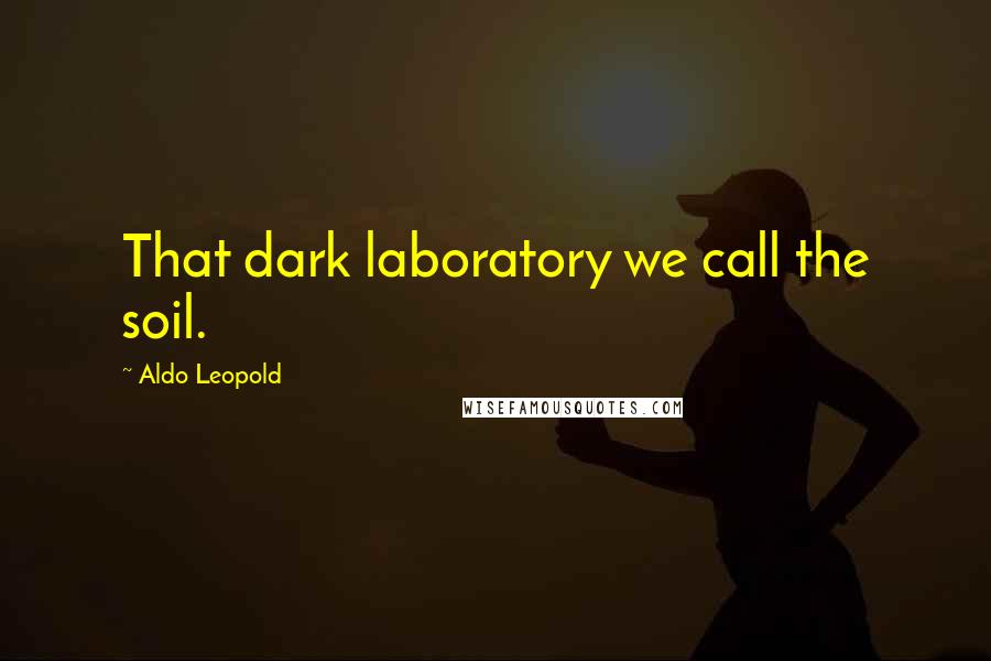 Aldo Leopold Quotes: That dark laboratory we call the soil.