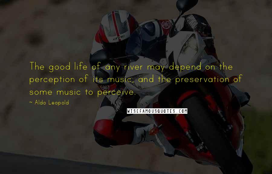 Aldo Leopold Quotes: The good life of any river may depend on the perception of its music; and the preservation of some music to perceive.