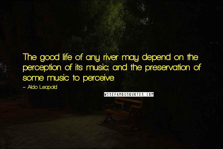 Aldo Leopold Quotes: The good life of any river may depend on the perception of its music; and the preservation of some music to perceive.