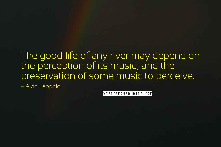 Aldo Leopold Quotes: The good life of any river may depend on the perception of its music; and the preservation of some music to perceive.