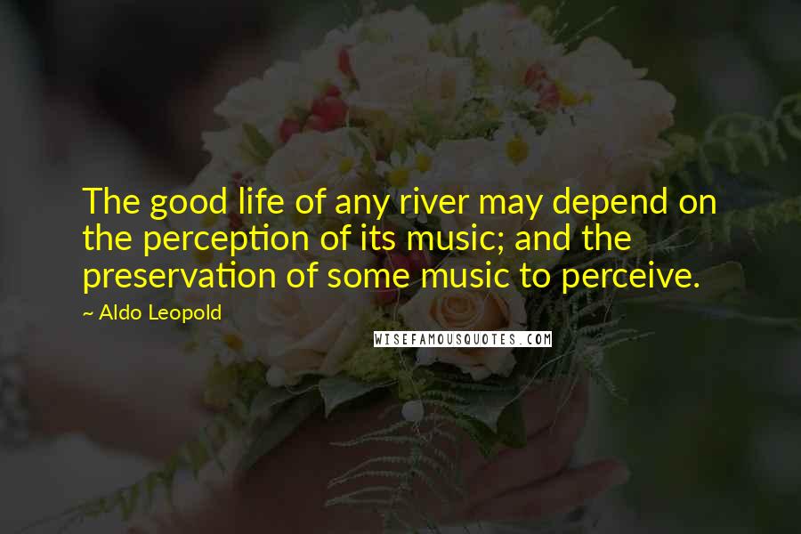 Aldo Leopold Quotes: The good life of any river may depend on the perception of its music; and the preservation of some music to perceive.