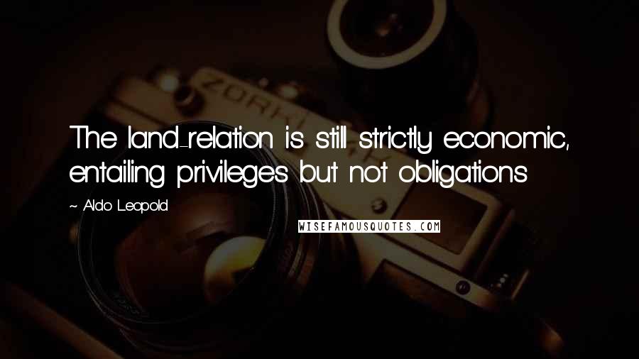 Aldo Leopold Quotes: The land-relation is still strictly economic, entailing privileges but not obligations