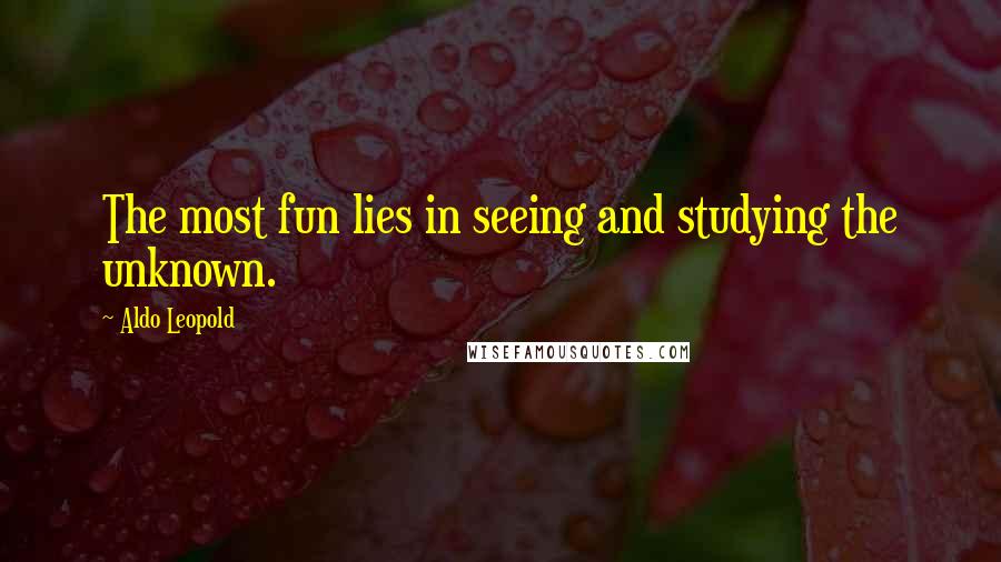Aldo Leopold Quotes: The most fun lies in seeing and studying the unknown.