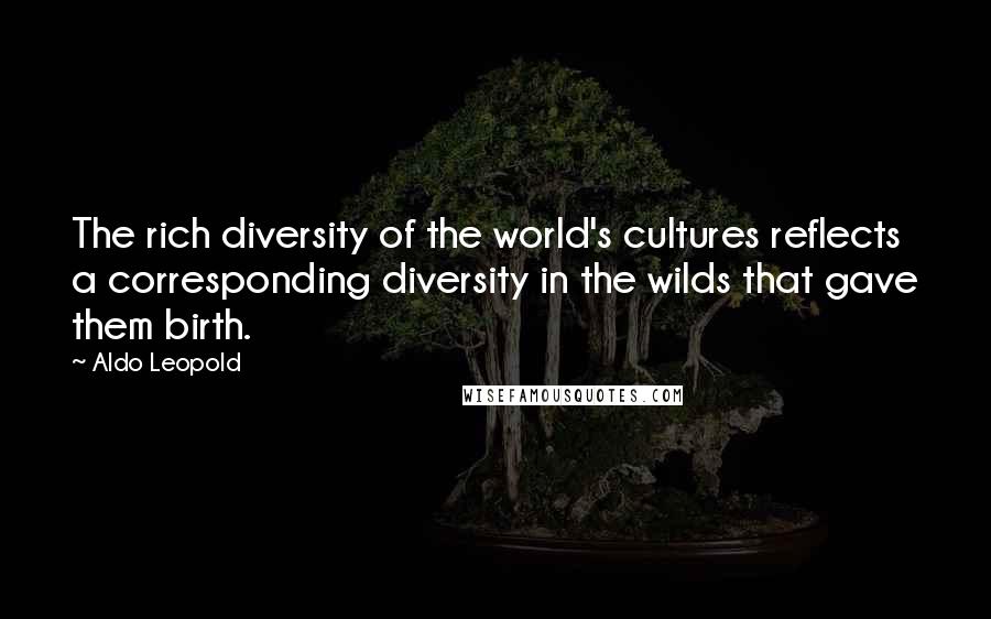 Aldo Leopold Quotes: The rich diversity of the world's cultures reflects a corresponding diversity in the wilds that gave them birth.