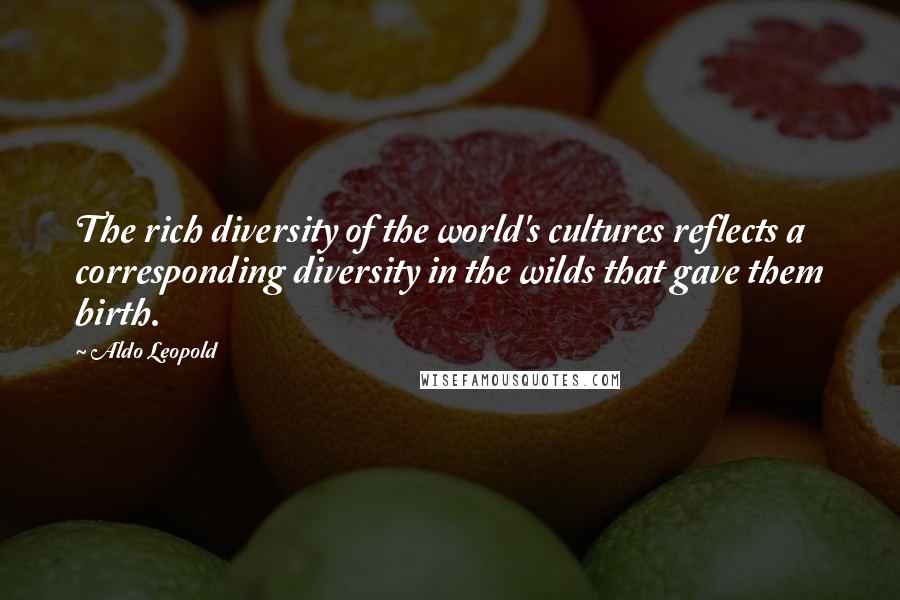 Aldo Leopold Quotes: The rich diversity of the world's cultures reflects a corresponding diversity in the wilds that gave them birth.