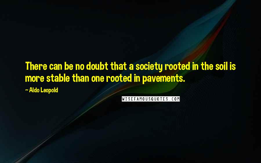 Aldo Leopold Quotes: There can be no doubt that a society rooted in the soil is more stable than one rooted in pavements.