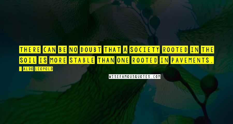 Aldo Leopold Quotes: There can be no doubt that a society rooted in the soil is more stable than one rooted in pavements.