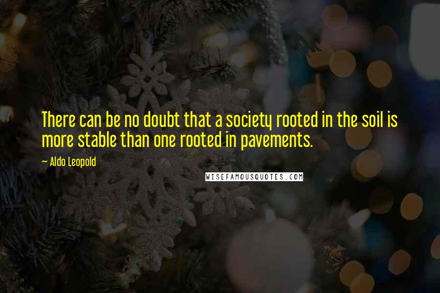 Aldo Leopold Quotes: There can be no doubt that a society rooted in the soil is more stable than one rooted in pavements.