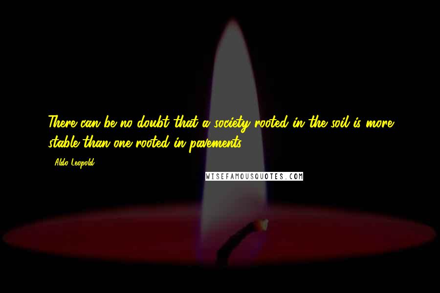 Aldo Leopold Quotes: There can be no doubt that a society rooted in the soil is more stable than one rooted in pavements.