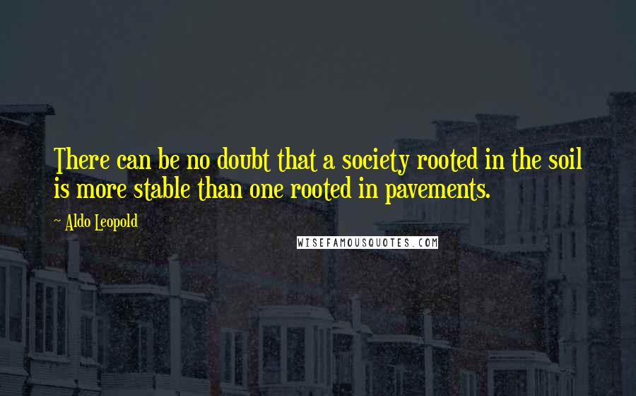 Aldo Leopold Quotes: There can be no doubt that a society rooted in the soil is more stable than one rooted in pavements.