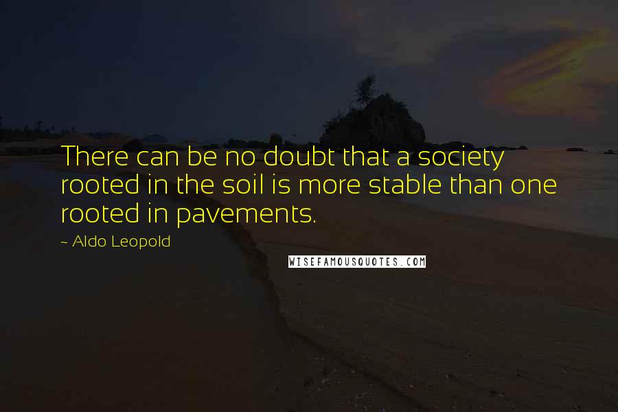 Aldo Leopold Quotes: There can be no doubt that a society rooted in the soil is more stable than one rooted in pavements.