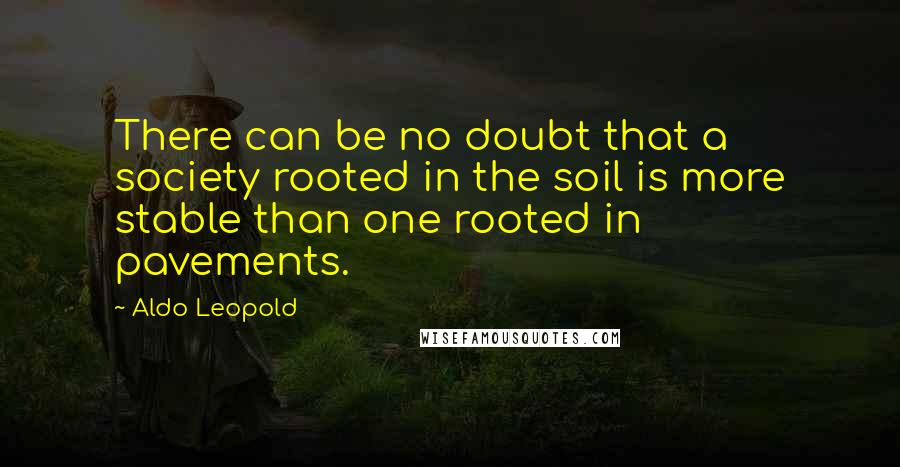 Aldo Leopold Quotes: There can be no doubt that a society rooted in the soil is more stable than one rooted in pavements.