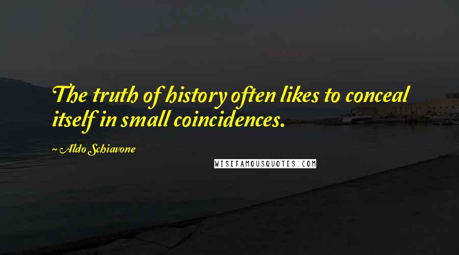 Aldo Schiavone Quotes: The truth of history often likes to conceal itself in small coincidences.