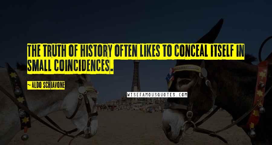 Aldo Schiavone Quotes: The truth of history often likes to conceal itself in small coincidences.