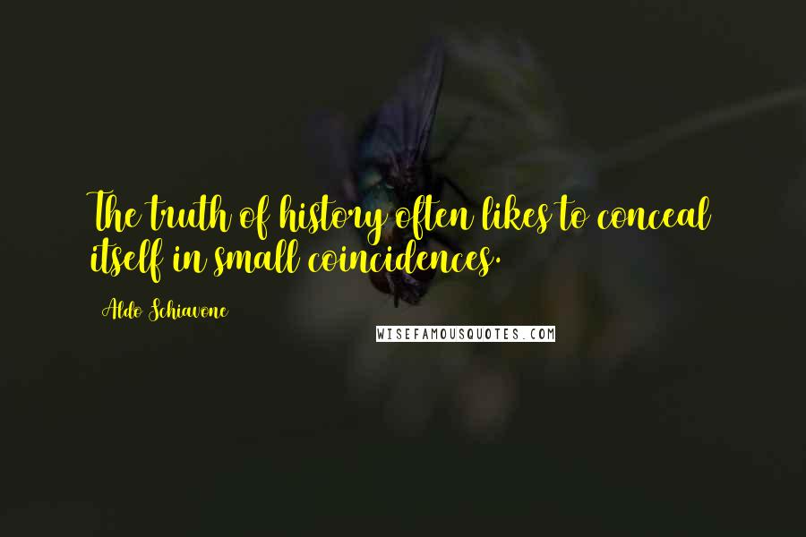 Aldo Schiavone Quotes: The truth of history often likes to conceal itself in small coincidences.