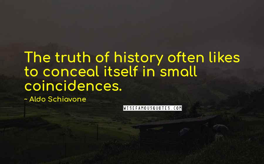 Aldo Schiavone Quotes: The truth of history often likes to conceal itself in small coincidences.
