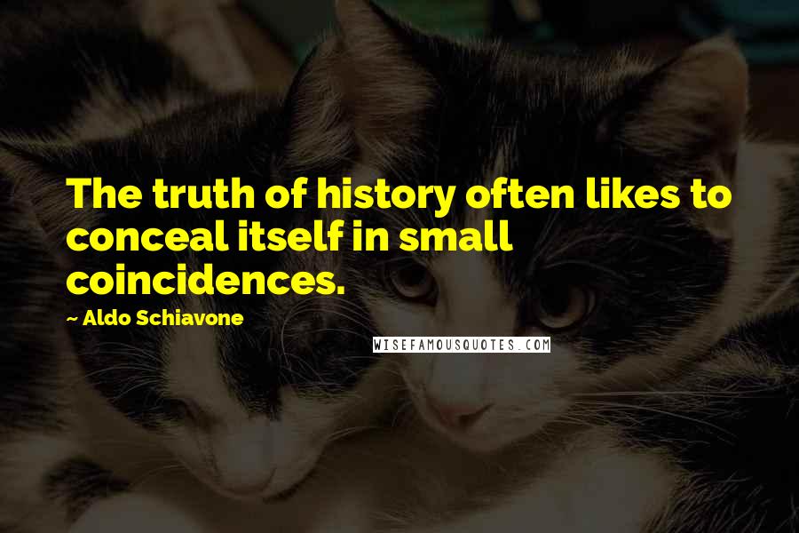 Aldo Schiavone Quotes: The truth of history often likes to conceal itself in small coincidences.
