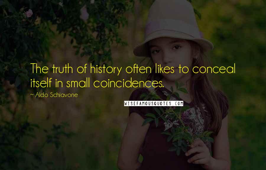 Aldo Schiavone Quotes: The truth of history often likes to conceal itself in small coincidences.