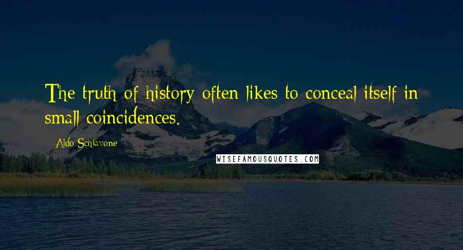 Aldo Schiavone Quotes: The truth of history often likes to conceal itself in small coincidences.