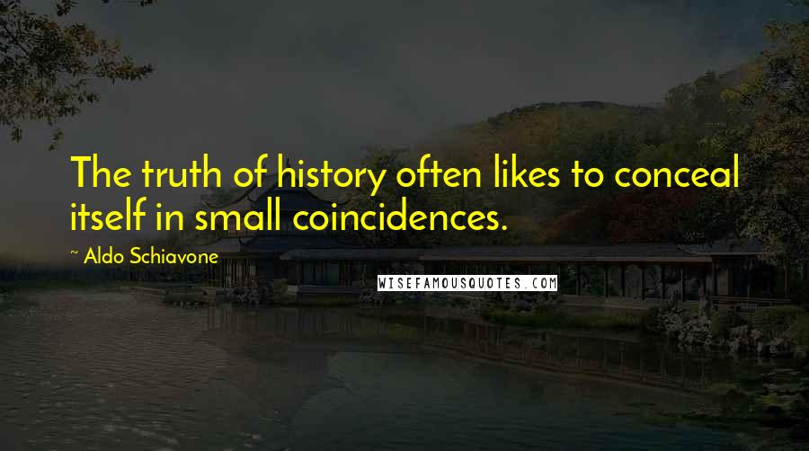 Aldo Schiavone Quotes: The truth of history often likes to conceal itself in small coincidences.