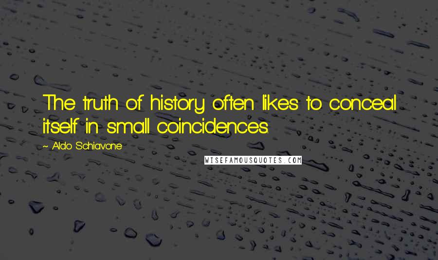 Aldo Schiavone Quotes: The truth of history often likes to conceal itself in small coincidences.