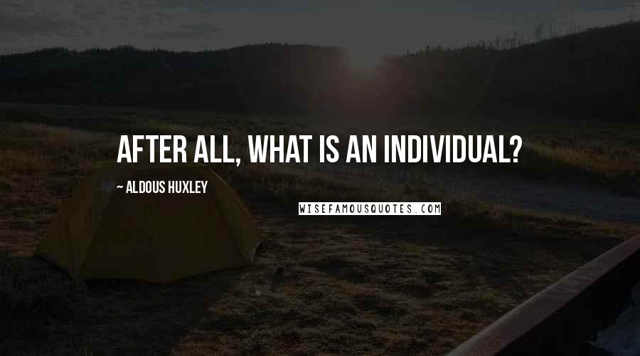 Aldous Huxley Quotes: After all, what is an individual?