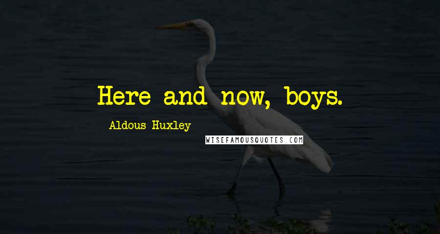 Aldous Huxley Quotes: Here and now, boys.