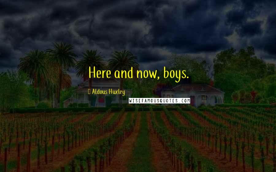 Aldous Huxley Quotes: Here and now, boys.