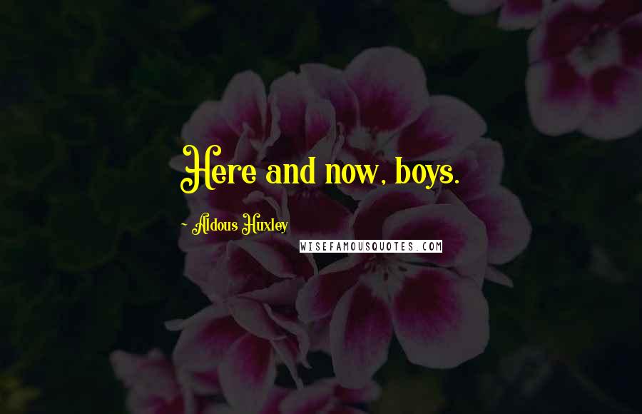 Aldous Huxley Quotes: Here and now, boys.