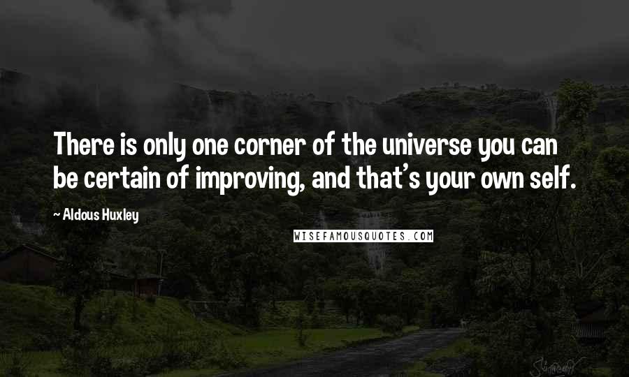 Aldous Huxley Quotes: There is only one corner of the universe you can be certain of improving, and that's your own self.