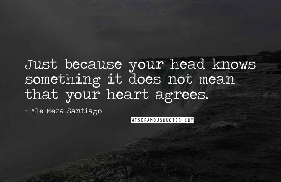 Ale Meza-Santiago Quotes: Just because your head knows something it does not mean that your heart agrees.