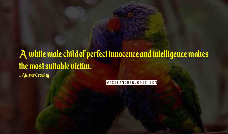 Aleister Crowley Quotes: A white male child of perfect innocence and intelligence makes the most suitable victim.