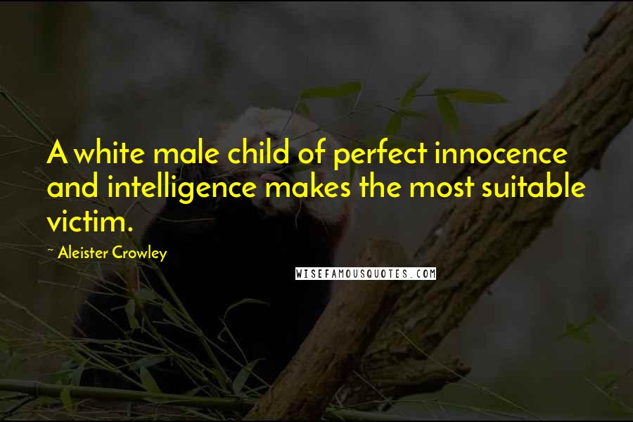 Aleister Crowley Quotes: A white male child of perfect innocence and intelligence makes the most suitable victim.