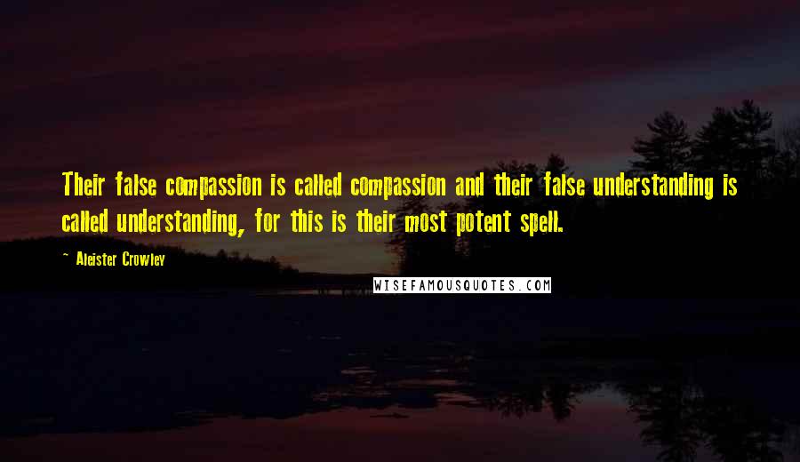 Aleister Crowley Quotes: Their false compassion is called compassion and their false understanding is called understanding, for this is their most potent spell.