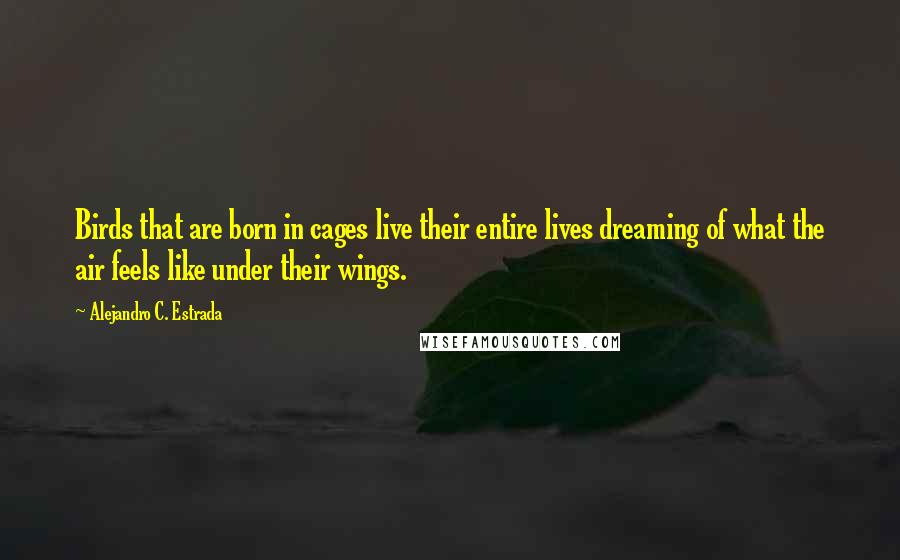 Alejandro C. Estrada Quotes: Birds that are born in cages live their entire lives dreaming of what the air feels like under their wings.