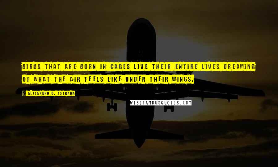 Alejandro C. Estrada Quotes: Birds that are born in cages live their entire lives dreaming of what the air feels like under their wings.