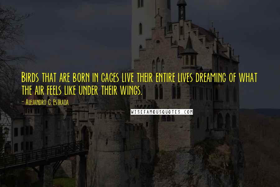 Alejandro C. Estrada Quotes: Birds that are born in cages live their entire lives dreaming of what the air feels like under their wings.